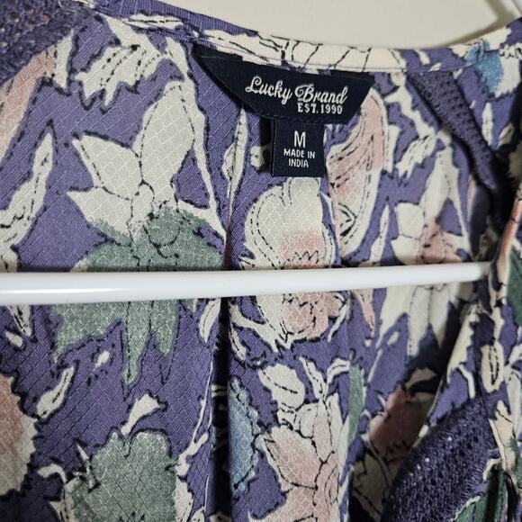 Lucky Boho Floral Blouse Sz Medium - Picture 5 of 13